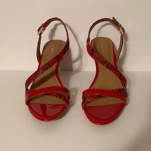 Calvin Klein Lorren Sandal Heel, Lipstick Red NIB